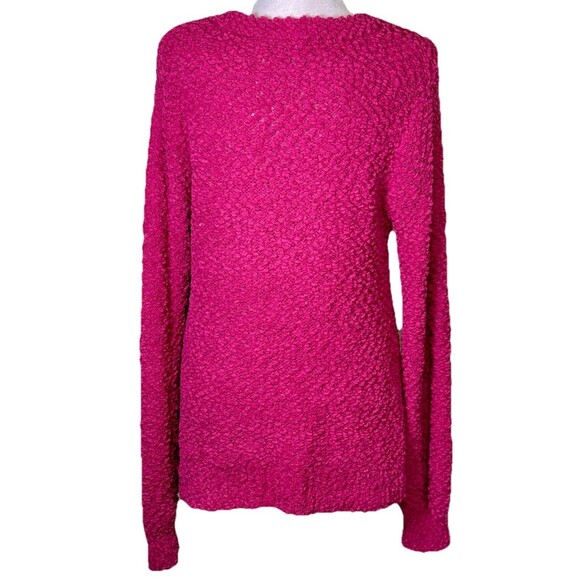 Zenana Women’s Hot Pink Popcorn Textured Sweater Cozy Soft Minimalist Dopamine S - Picture 3 of 9